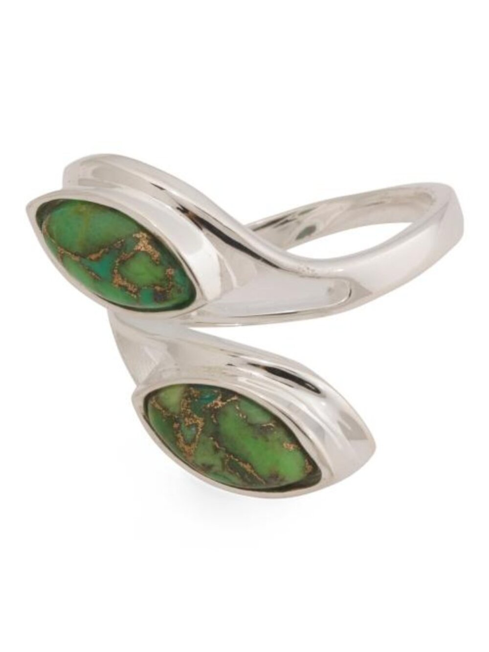SHIVAM Made In India Sterling Silver Plated Green Copper Turquoise Ring